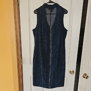 Ashley Stewart Blue Sleeveless Sheath Midi Dress